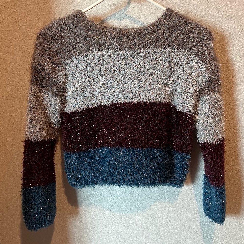 art class size m (7/8) striped sweater with tinsel detail